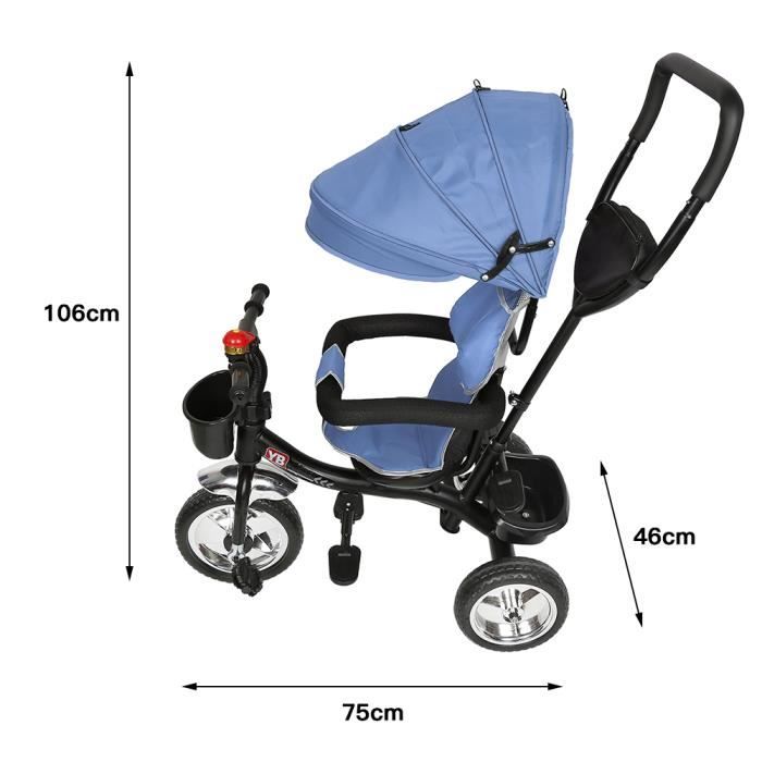 Tricycle enfant 3 roues / Tricycle Bébé 4 en 1 - BLEU - Pour Garçon de 3 à 5 ans - Multifonctionnel