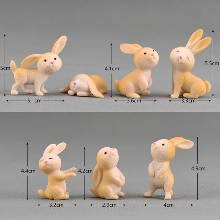 14 Figurines Mini Lapins De Pâques En PVC - Décoration Printanière, Bureau, Jardin Féerique, DIY