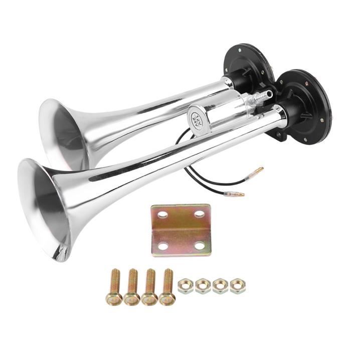 12V / 24V 500db Double trompette Électrique Klaxon Loud Chrome Air