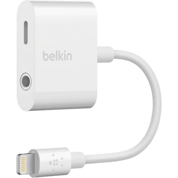 BELKIN Adaptateur audio + Lightning - 3,5 mm - Blanc - Iphone 7 7+ SE 6S 6S+