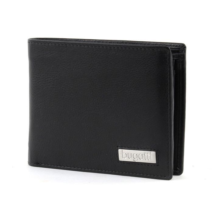 Bugatti City Line Portafoglio Con Protezione RFID – Pelle Nera, 8 Scomparti Carte, Moneta, Con Flap