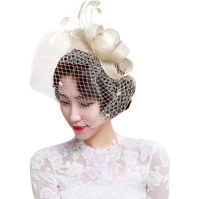 Chapeau Fascinator Vintage – Style Rétro 1940 Avec Rose Et Filet – Pour Mariage Ou événement