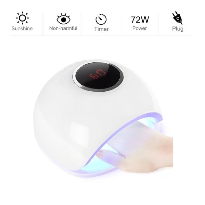 Coscelia 72w Lampe Uvled Machine Sèche Ongles Professionnel Nail Art Séchoirs Gel Vernis Semi Permanent Ecran Lcd Capteur Auto