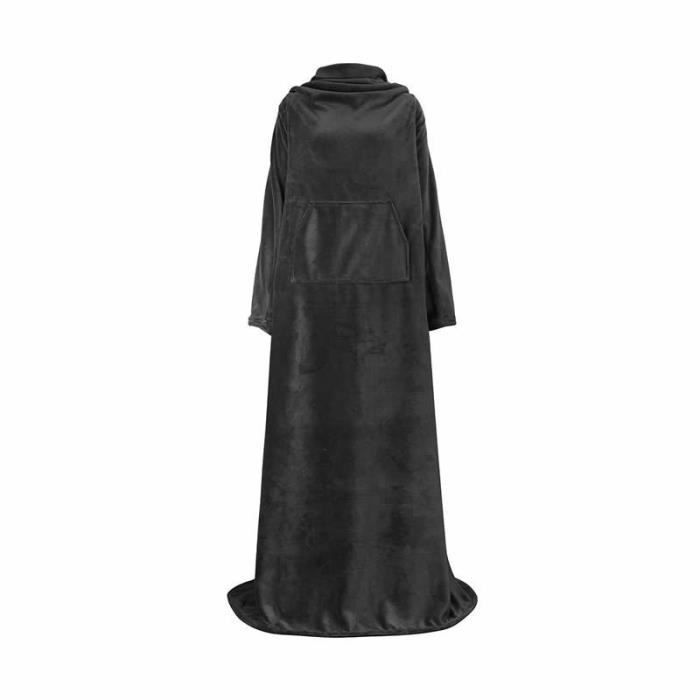 Comparer les prix de Couverture Plaid Polaire à Manche - DAMILY® - 170x200cm - Gris - Douceur Sherpa - Poches Avant