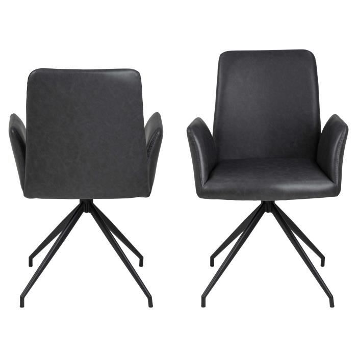 chaise pivotante noire robert avec revêtement en similicuir et piétement en métal.