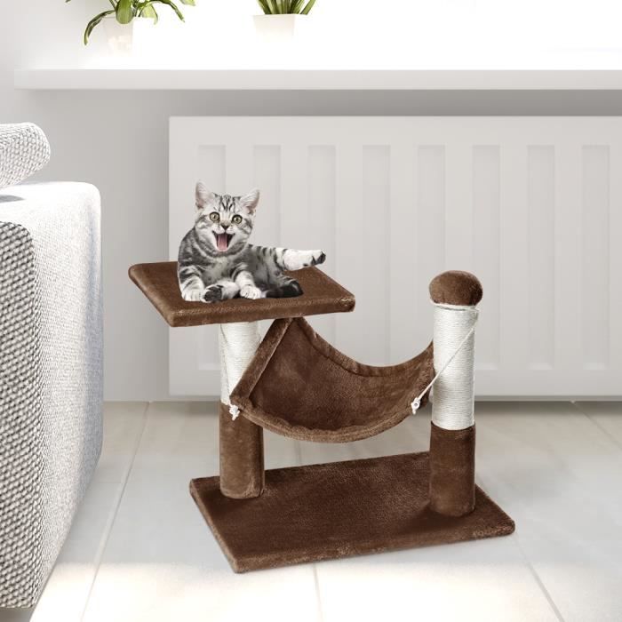 Finether Arbre A Chat De 38 5 Cm Haut 2 Tier Kitten Playhouse Hamac Et Plate Forme Marron Cdiscount Animalerie