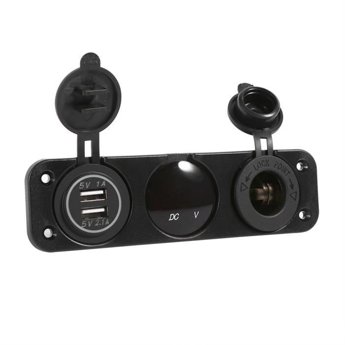 Prise USB Voiture Avec Voltmètre - 1/2/3 Ports, Couvercle Protecteur ABS - Pour Voiture, Camping-car, Moto, Bateau