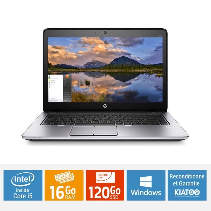 ORDINATEUR PORTABLE HP ELITEBOOK 840 G2 CORE I5 16 GO RAM 120 GO SSD DISQUE DUR - Hewlett packard