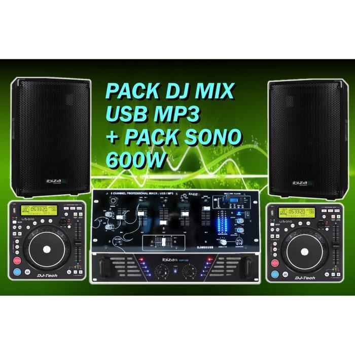 PACK DJ USB MP3 + 2 PLATINE DJ + MIXAGE USB BLUETOOTH + 1 PACK SONO