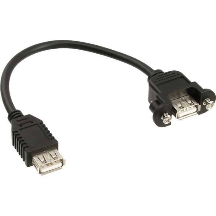 Câble adaptateur USB 2.0 InLine®, Femelle A vers Einbaubuchse A, 0,2m
