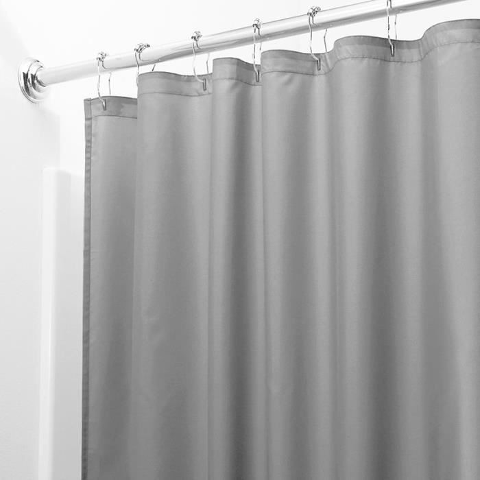 Rideau De Douche Gris Clair 240x200cm - Polyester Imperméable Lavable Élégant