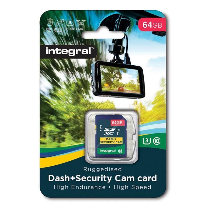 Integral - SD XC 64Go, Carte Mémoire Haute Endurance pour DashCam Enregistreur de Conduite, Très Haute Vitesse jusqu'à 95Mb/s, Clas