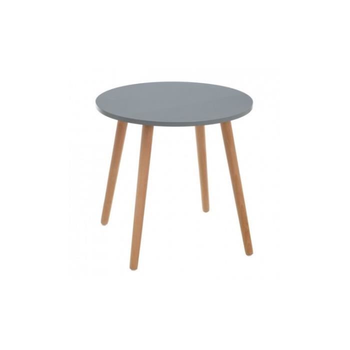 table d'appoint ronde gris naturel bois de hêtre 50cm trollys
