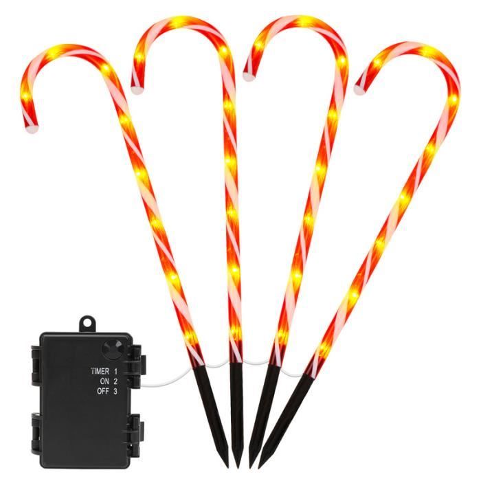 Décoration De Noël Extérieur, 4 Pièces LED Sucette Lumières