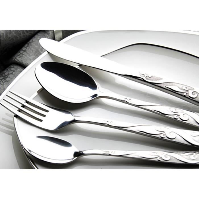 Menagere Couverts 12 Pieces Couteau Fourchette Cuilliere De Table Cuillere A Cafe En Acier Inoxydable Dinner Set Dore Sculptur Achat Vente Couteau De Table Cdiscount