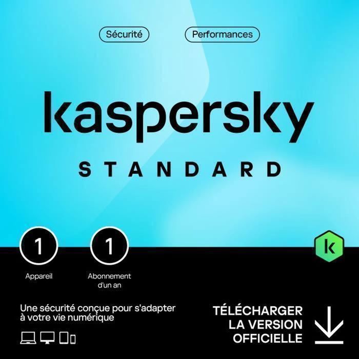 Kaspersky Standard (Anti-Virus) 2024 - (1 Poste - 1 An) | Version Téléchargement