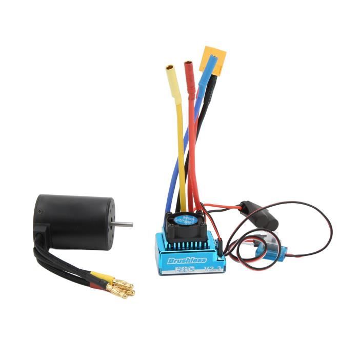 Moteur Brushless 3650 + ESC 120A étanche – 5200KV – 4 Pôles – Réglable – Pour Voiture RC – Haute Performance