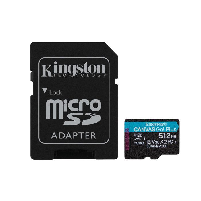 Kingston Technology Scheda microSDXC 512GB 200MB/s U3 V30 A2 Canvas Go Plus
