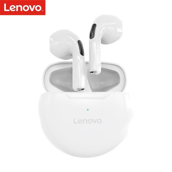 Lenovo HT38 TWS Écouteurs BT5.0 intra-auriculaires sans fil Son HiFi-Appel HD-Contrôle tactile-avec micro pour Andriod-iOS-- blanc