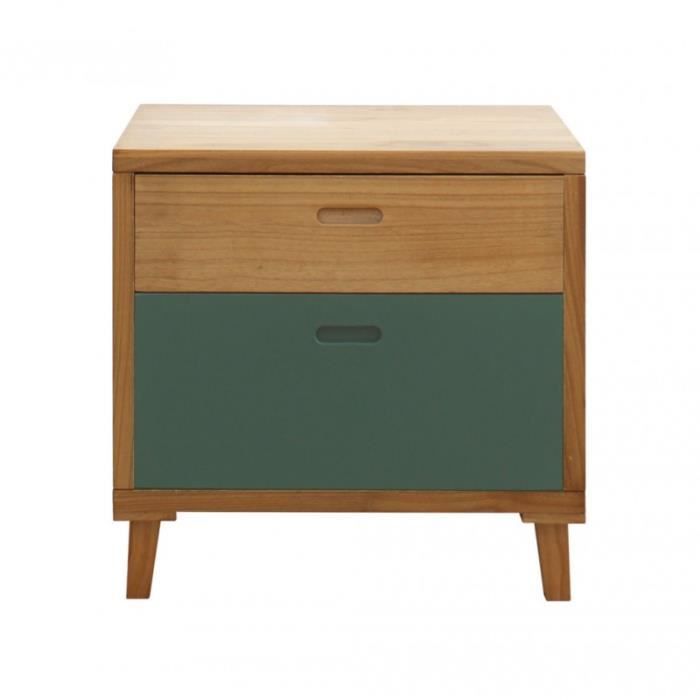 mobili rebecca commode table de chevet 2 tiroirs bois marron vert salon achat vente commode de chambre mobili rebecca commode table cdiscount