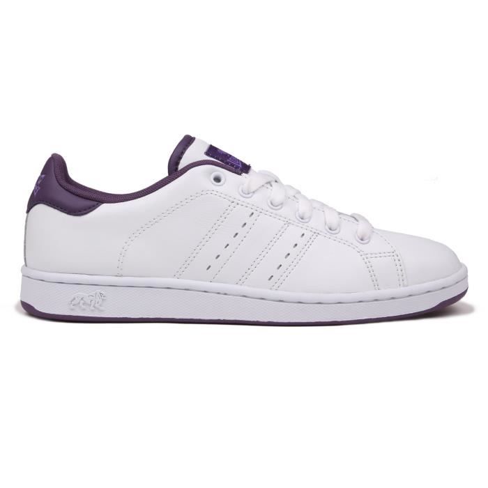 Lonsdale Leyton Baskets En Cuir Sport Mode Femmes Blanc violet Cdiscount Chaussures