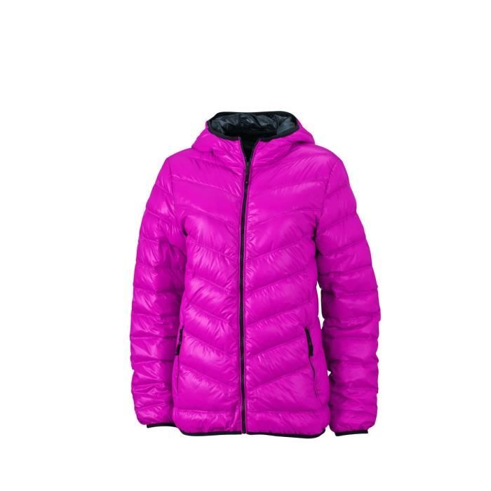 veste duvet à capuche - doudoune anorak femme - james & nicholson jn1059 - rouge magenta