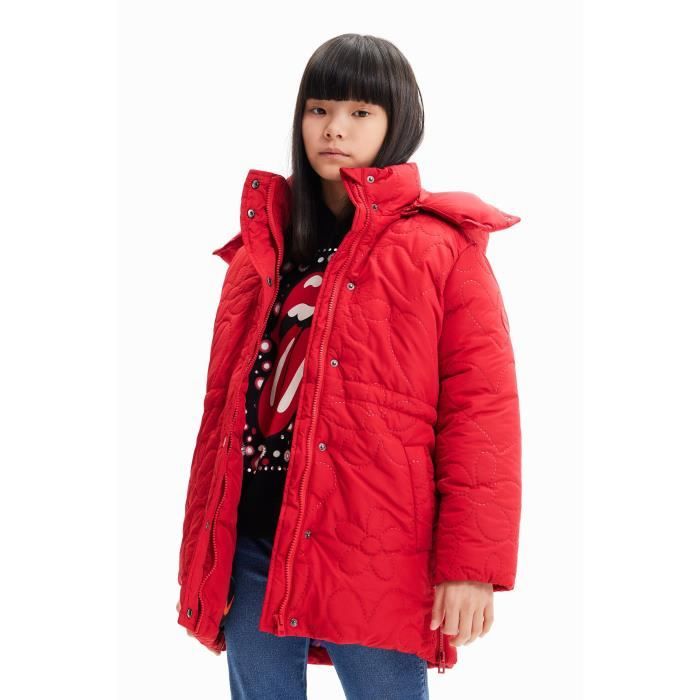 Doudoune a capuche fille Desigual C urs Rouge Cdiscount Pret a Porter
