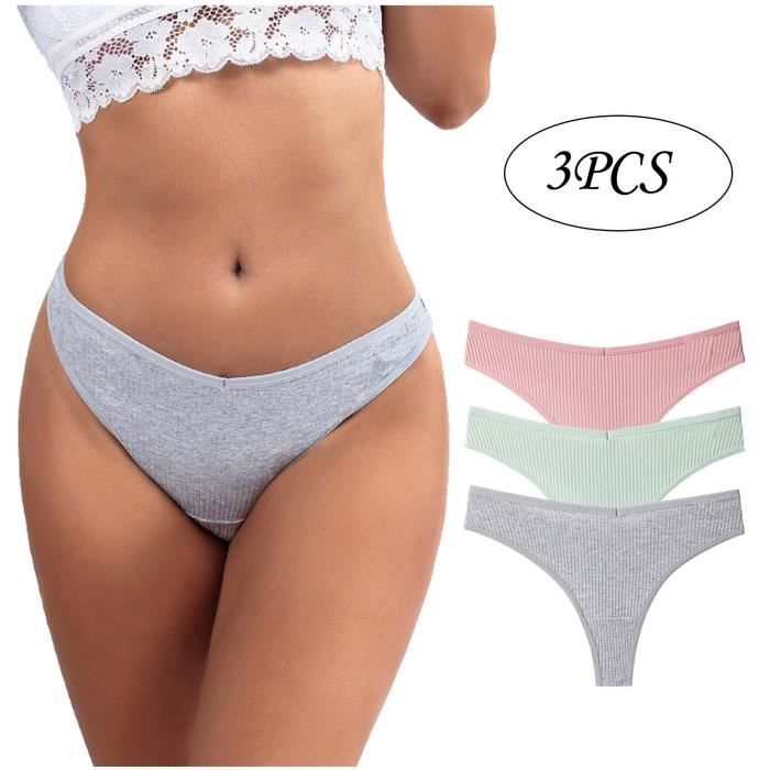 3 pi ces string femme coton tongs femmes culottes Sexy V taille