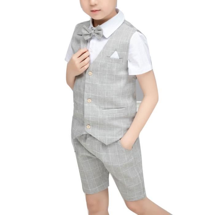 Costume Smoking Bébé Garçon 4 Pièces - Pour Mariage, Baptême, Fête - Taille 9 Mois à 5 Ans - Coton Doux