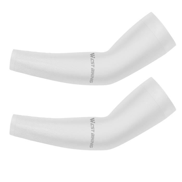Manchettes De Compression Protection UV 37 Cm - Tissu Nylon Rafraîchissant Cyclisme Yoga Course Pêche - Noir