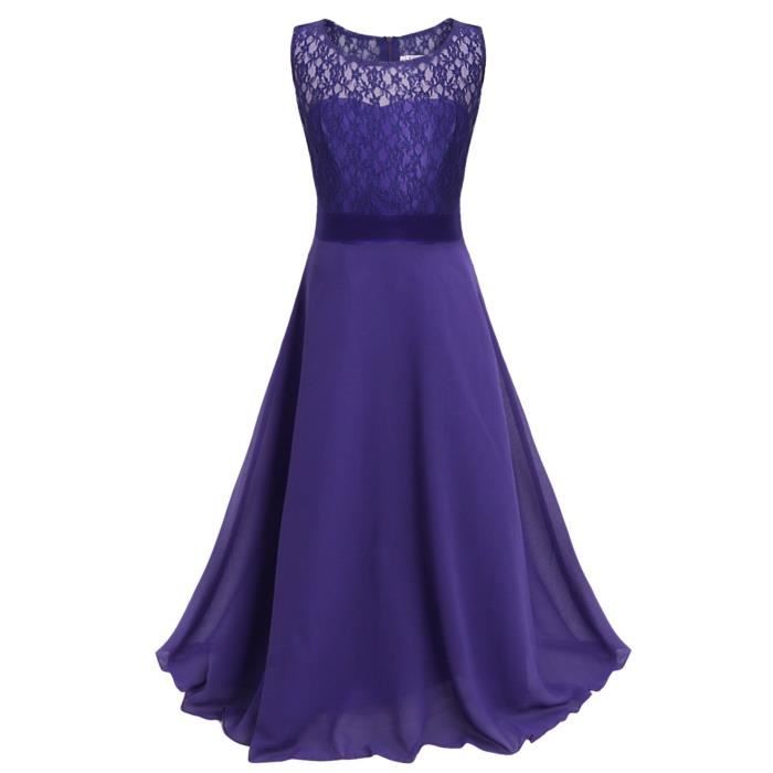 Robe De Soirée Fille En Mousseline Sans Manches - Pour Mariage, Demoiselle D'honneur, Cérémonie, Bal, Tailles 4 à 16 Ans