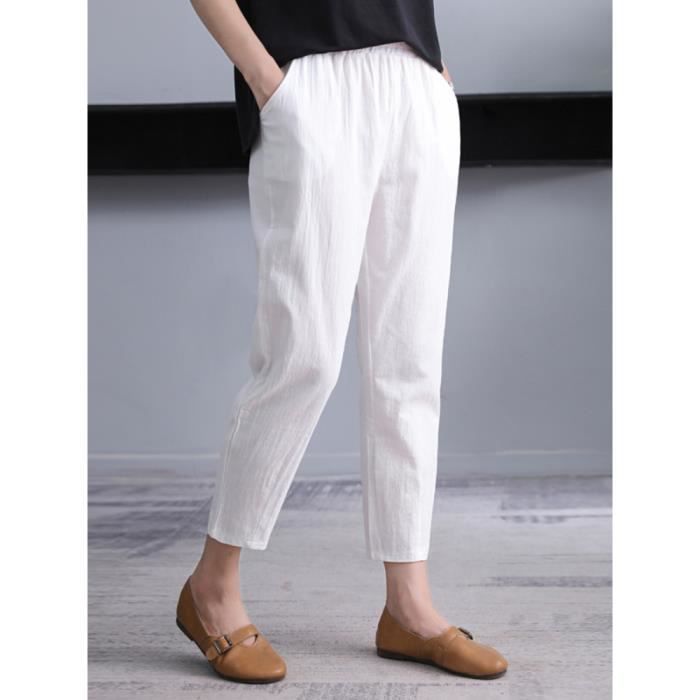Pantalon Sarouel Ample En Coton Et Lin Pour Femmes Pantalon D'été