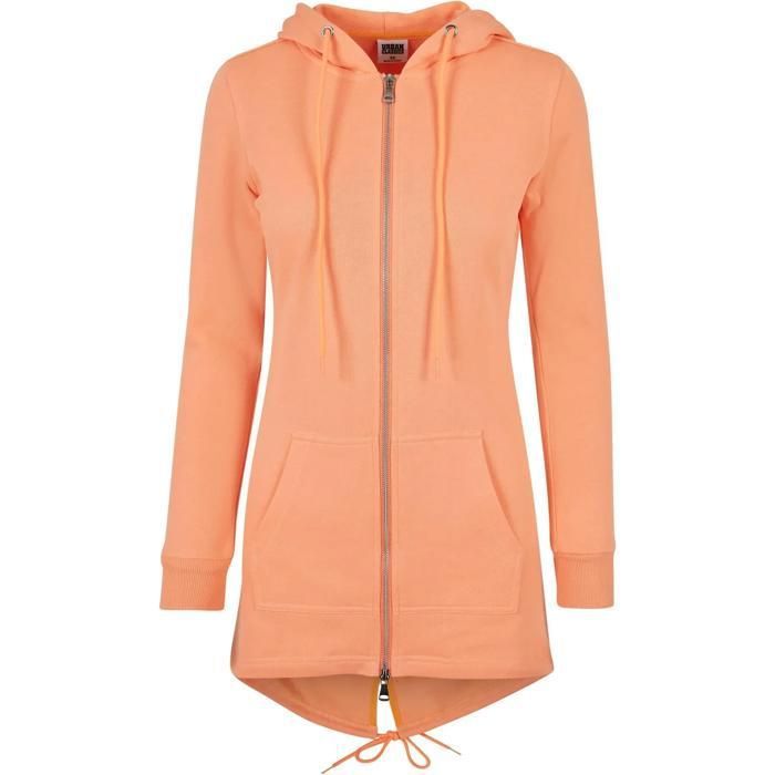 Sweat à Capuche Femme Zippé Long - Coupe Oversize, Poches, Manches Longues
