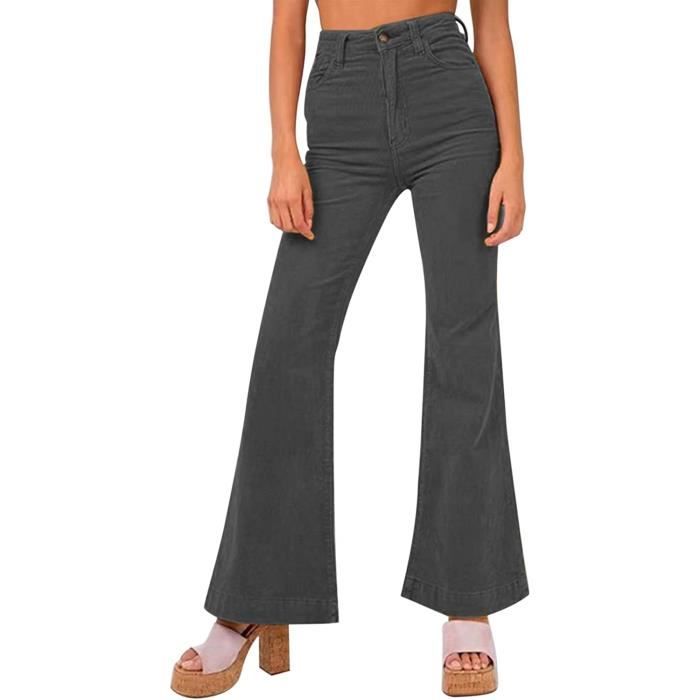 Jean Bootcut Nina Carter Femme - Taille Haute évasé Vintage Effet Usé - 70% Coton Stretch