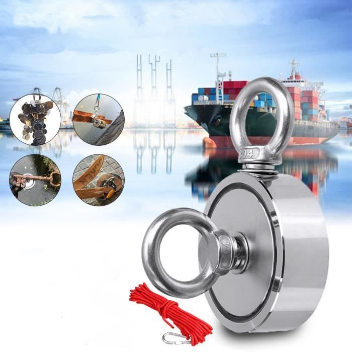 Fdit Aimant De Traction Aimant De Pêche 280 Kg Force De Traction Kit D'outils Antirouille En