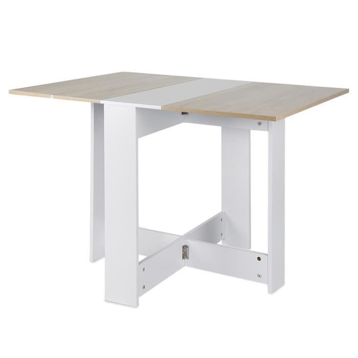 table de cuisine pliable ohmg - blanc-chêne - 103l x 76l x 74h cm - classique - intemporel - salle à manger