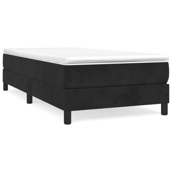 Cadre de lit à sommier tapissier OMABETA - Noir - 100x200 cm - Velours