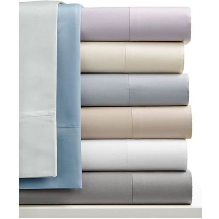 ORPHEEBS - Lot de 4 parures de drap satin de coton 250 fils/cm² 100% coton peigné 230 x 260 cm (2 places)