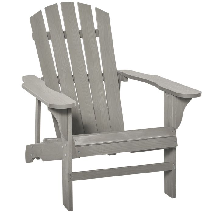 Outsunny - fauteuil de jardin - Bois - 78x89x88cm - Gris
