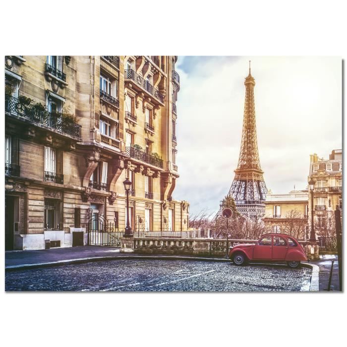 Tableaux sur toile France, monuments de Paris, rétro valise, Voyage