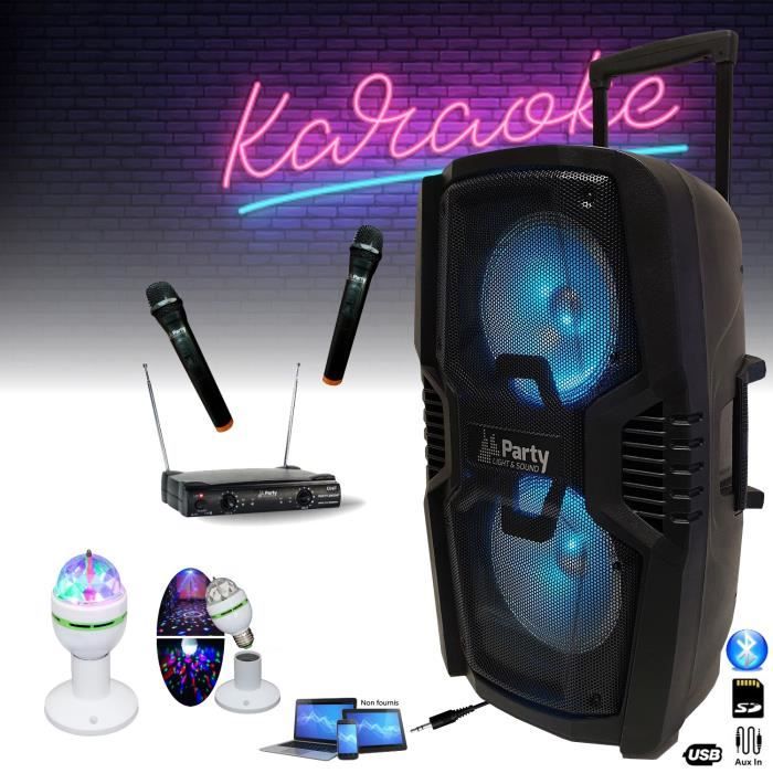 Microphone Karaoke Sans Fil - Noir - Effet Sound Magic - LED Coloré