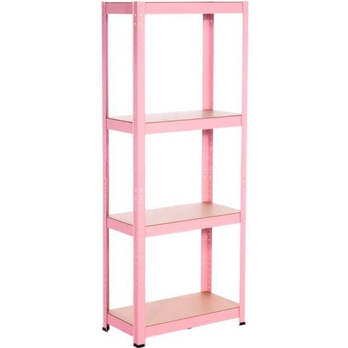 Etagère Métal Rose 4 Etagères Ajustables 148x60x30cm 240Kg RDM