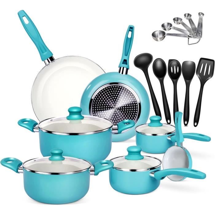 BK Control Set De Poêles à Frire En Céramique Acier Inoxydable Antiadhésif De 24 Cm Et 28 Cm, Sans PFAS, Induction, Four Et Au Grilloir Jusqu'à 180˚C, Va Au Lave-Vaisselle, Poignée En