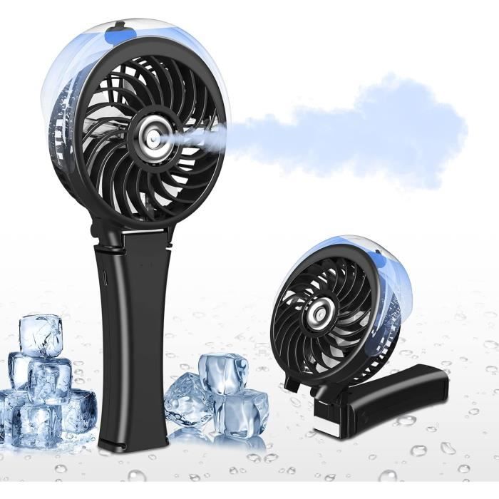 dovecina Ventilateur Brumisation, 8000mAh Ventilateur Brumisation Portable Rechargeable avec Réservoir d'eau de 600mL,Ventilateur USB Alimenté par Batterie,pour le Camping,Maison et le Bureau