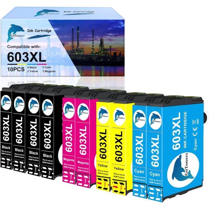 Cartouches D’encre Compatibles 603/603XL/T603XL – Pour Imprimantes Deskjet WF-2810DWF, WF-2835DWF, WF-2850DWF – 2 Jeux (Noir + Couleurs)