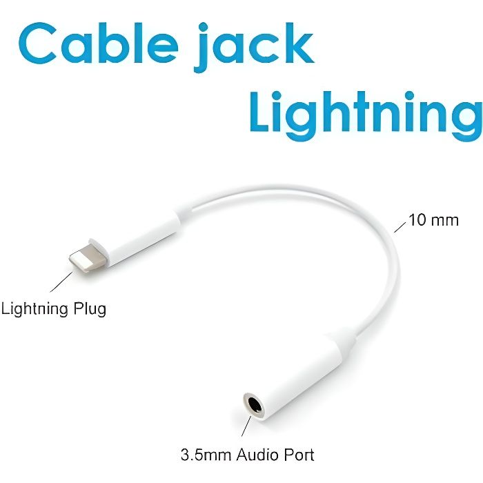 Adaptateur et convertisseur GENERIQUE CABLING® 2 en 1 Adaptateur Lightning  USB Câble Chargeur blanc 3.5mm Jack Audio IPHONE 7 Port Lightning vers Jack  3,5 mm femelle audio casque câble