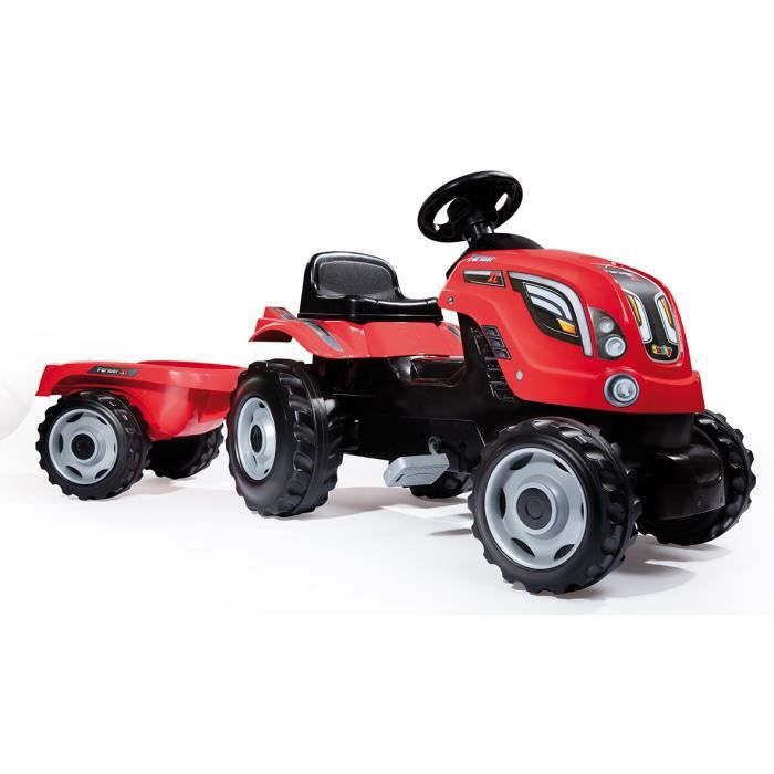 Tracteur à pédales Farmer XL Rouge + Remorque - SMOBY - Siège ajustable -  Capot ouvrant - Klaxon - Cdiscount Jeux - Jouets