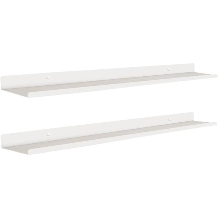 Etagere Murale Flottante Blanche Set 2 Tablette Metallique Suspendue etagere-murale-flottante-blanche-set-2-tablette-metallique-suspendue