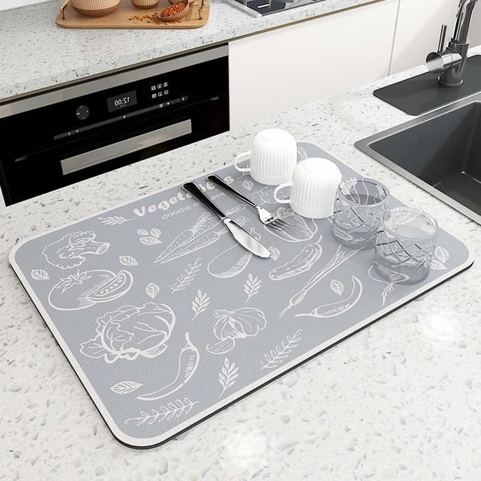 Tapis Égouttoir Vaisselle 50x40cm - Absorbant Et Antidérapant - Pour Machine à Café Ou Évier