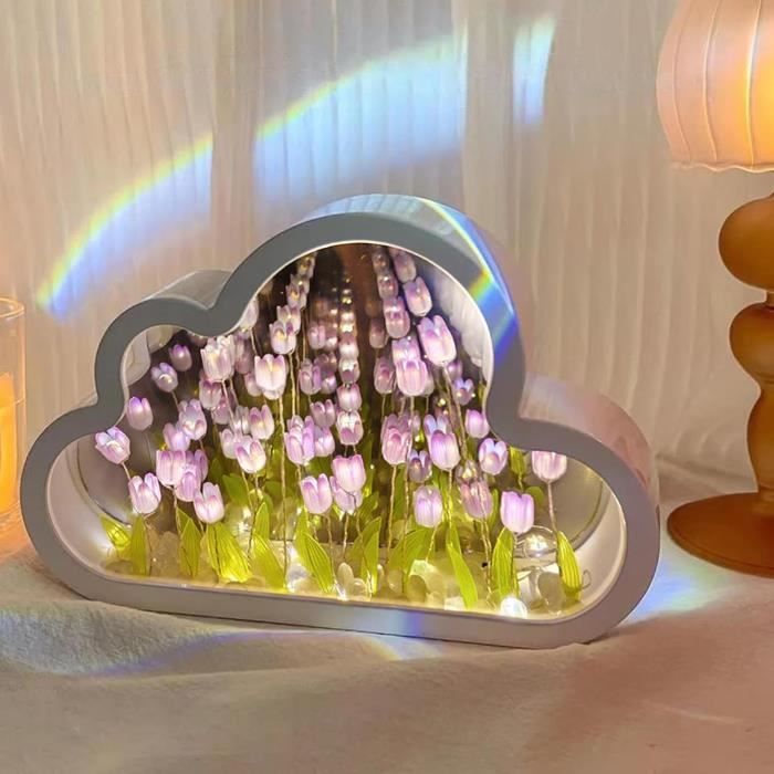 Veilleuse Tulipe Nuage - Lampe De Bureau Led Nuage Tulipe Violet Chambre  Diy Avec Miroir